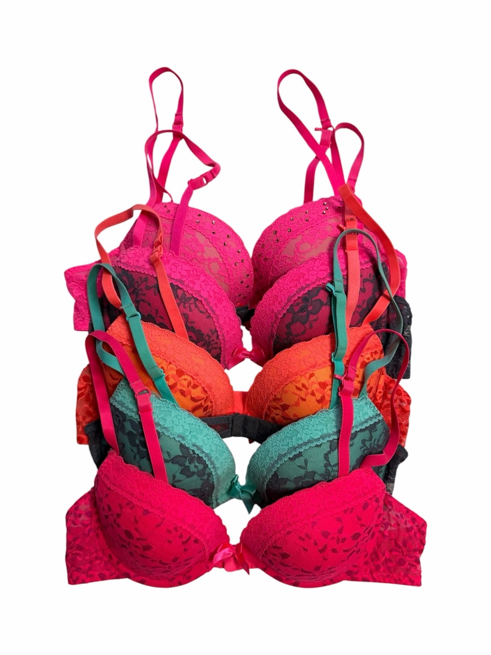 Y2K La SENZA Lace Neon Push Up Bras 36B BUNDLE